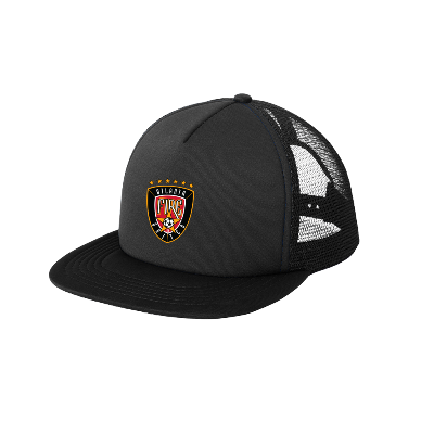 Flat Bill Trucker Hat - Black/White Image